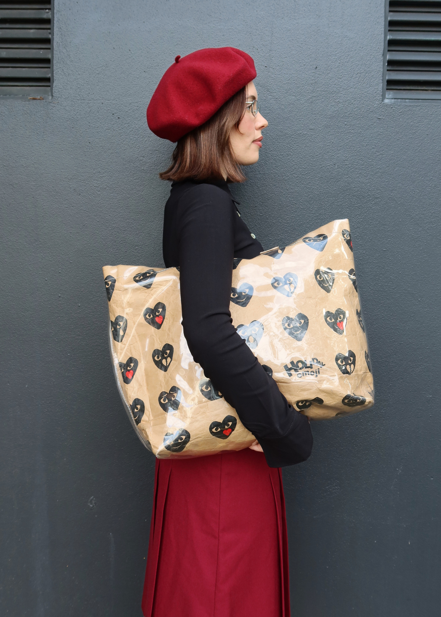 COMME DES GARCONS (AS IS) Beige Holiday Emoji PVC Tote