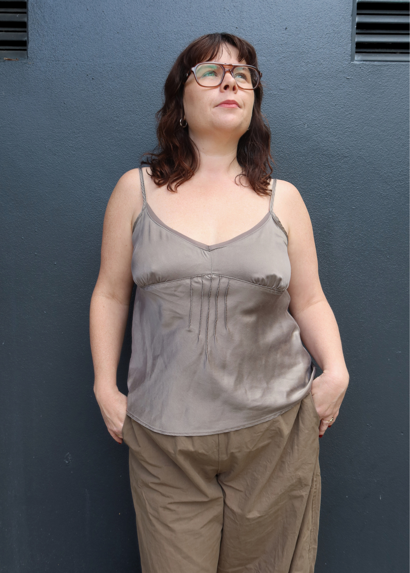 LEE MATHEWS Vintage Sage Green Silk Cami