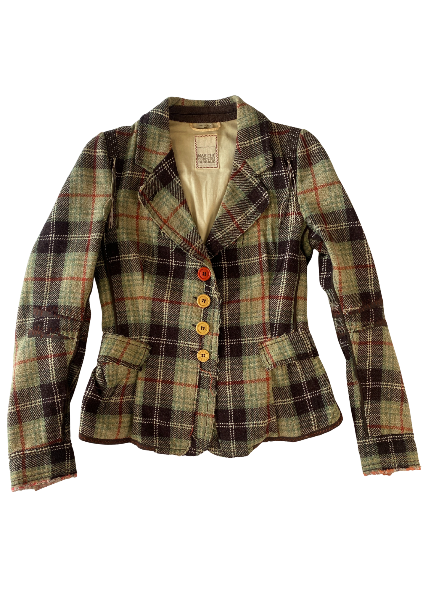 MARITHE FRANCOIS GIRBAUD Tartan Wool Patchwork Blazer