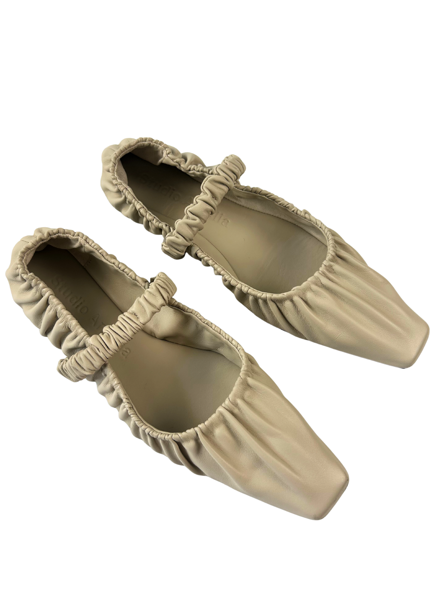 STUDIO AMELIA (AS IS) Leather Scrunch Mary Jane Ballet Flats