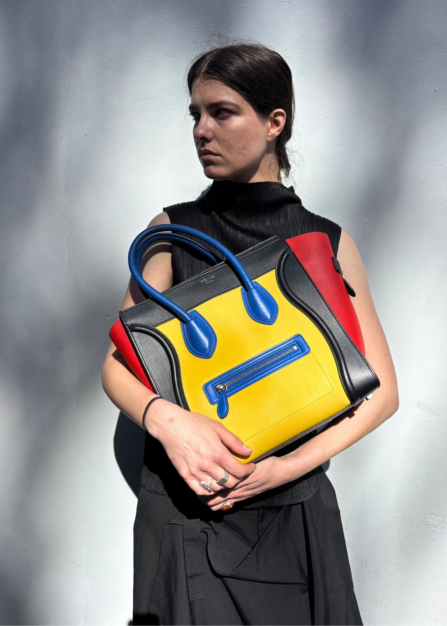 CELINE (AS IS) SS14 Primary Leather Luggage Tote Bag