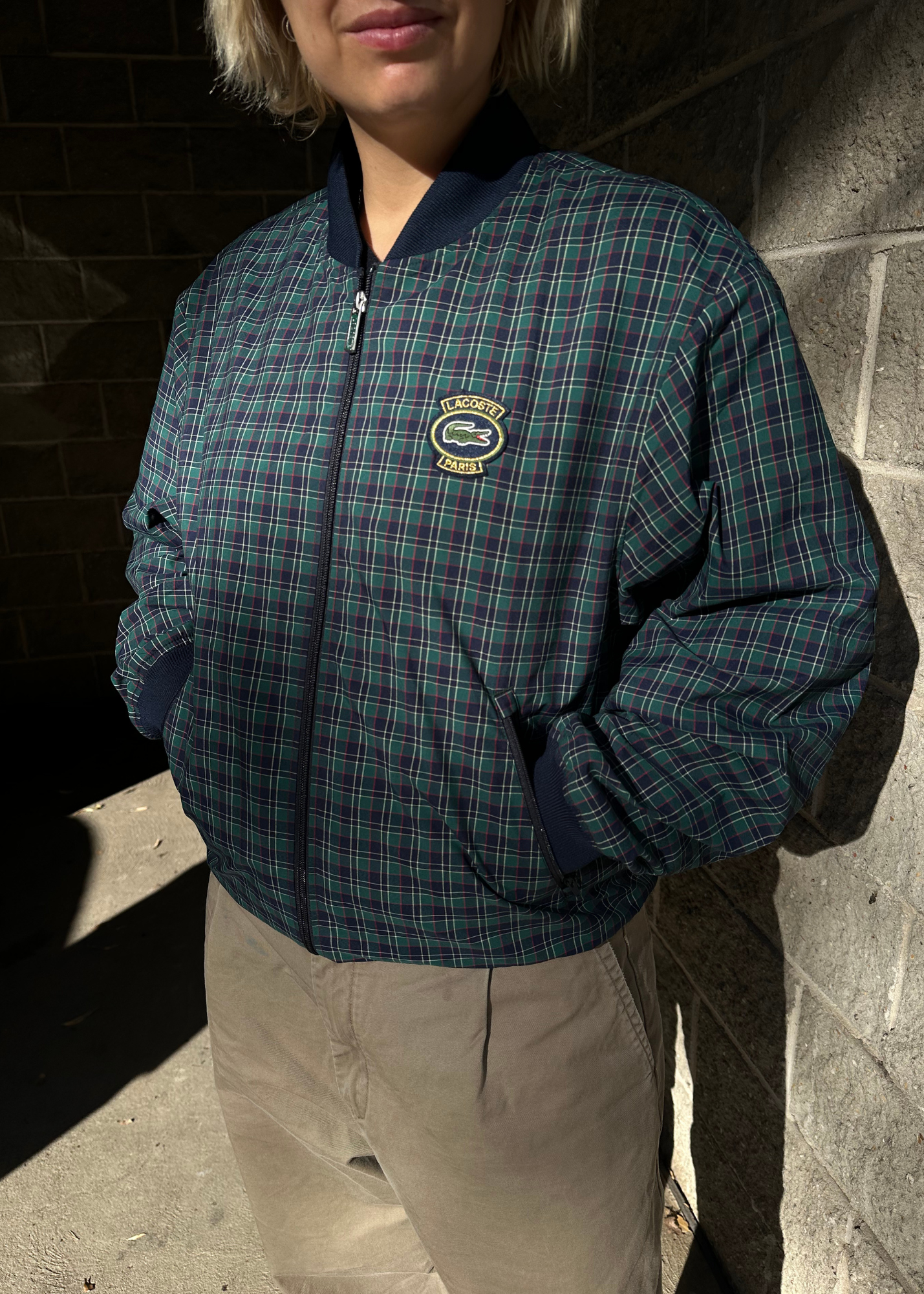 LACOSTE (BNWT) Check 'Harrington' Zip Up