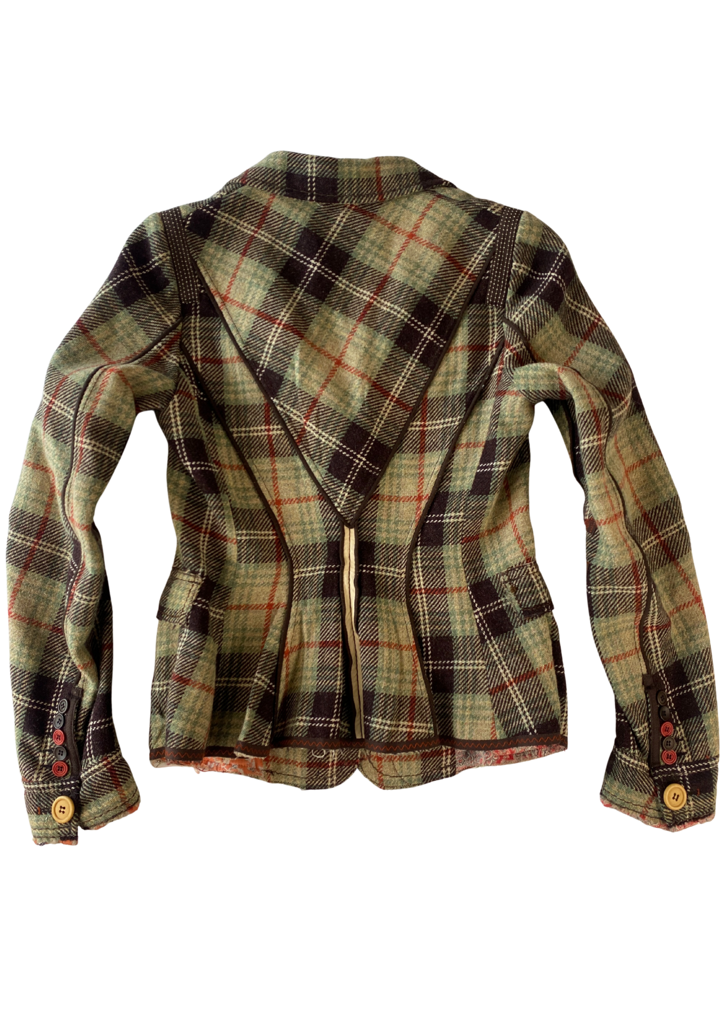 MARITHE FRANCOIS GIRBAUD Tartan Wool Patchwork Blazer