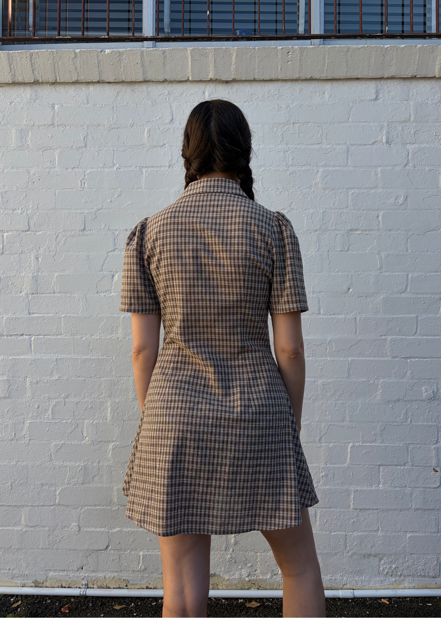 APRES STUDIO 'Toast' Plaid Button Down Mini Dress