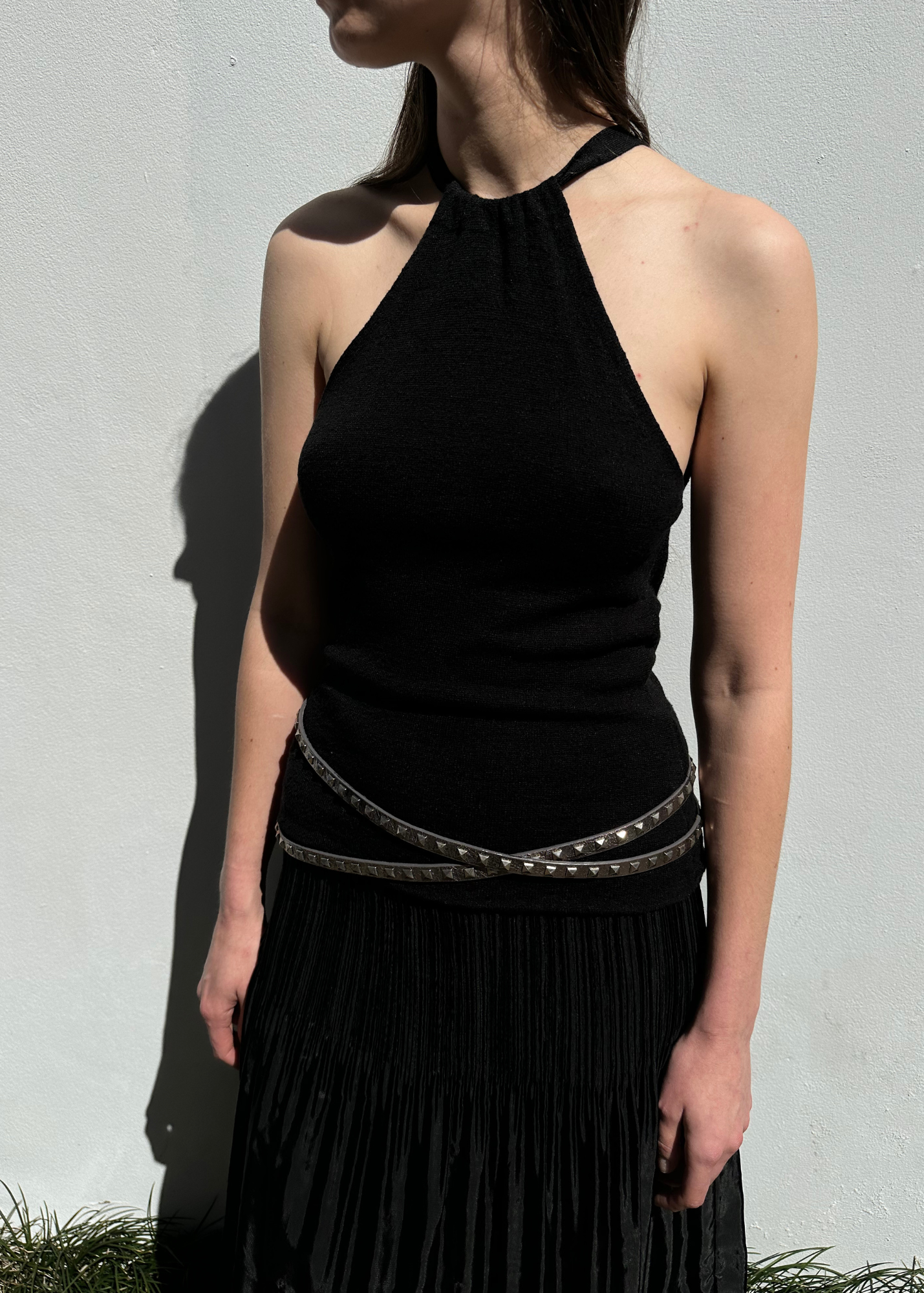ST AGNI Linen Blend High Neck Top