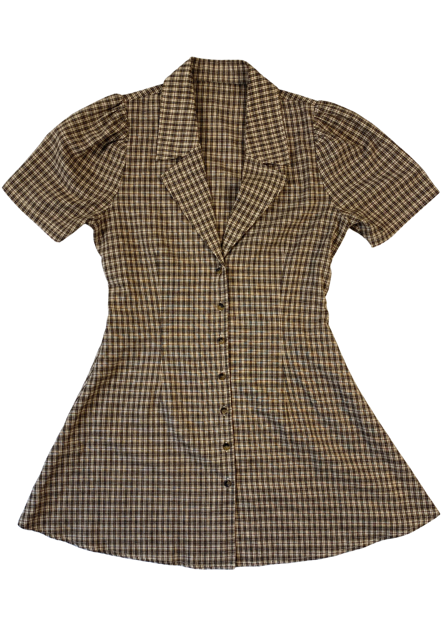 APRES STUDIO 'Toast' Plaid Button Down Mini Dress