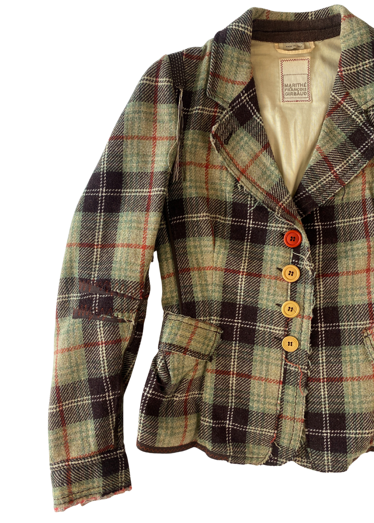 MARITHE FRANCOIS GIRBAUD Tartan Wool Patchwork Blazer