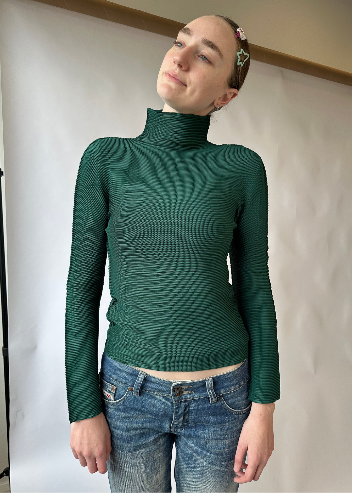 ISSEY MIYAKE ME (AS IS) Perma Pixel Mock Neck Long Sleeve