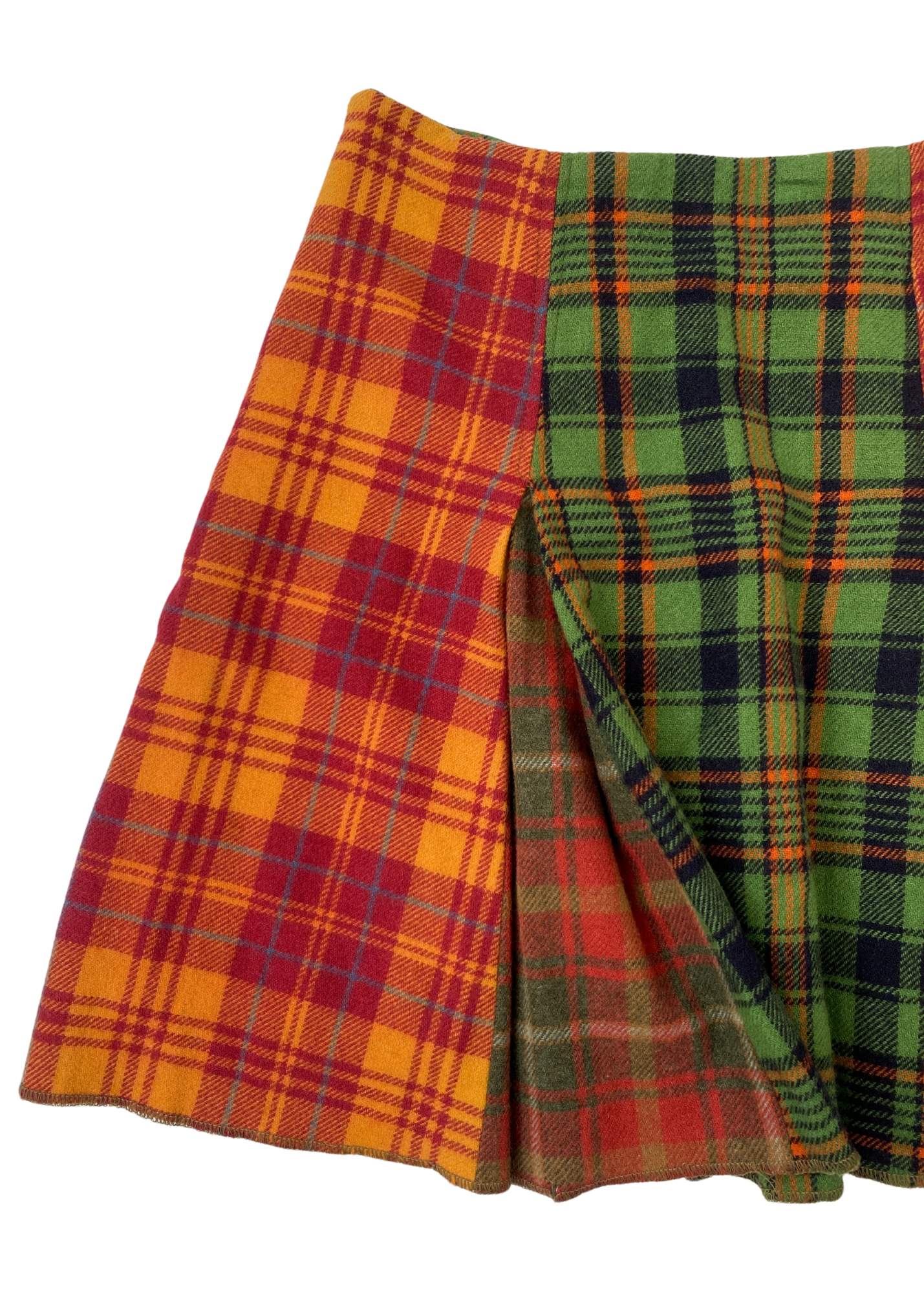 DOLCE & GABBANA (AS IS) Check Pleated Wool Mini Skirt