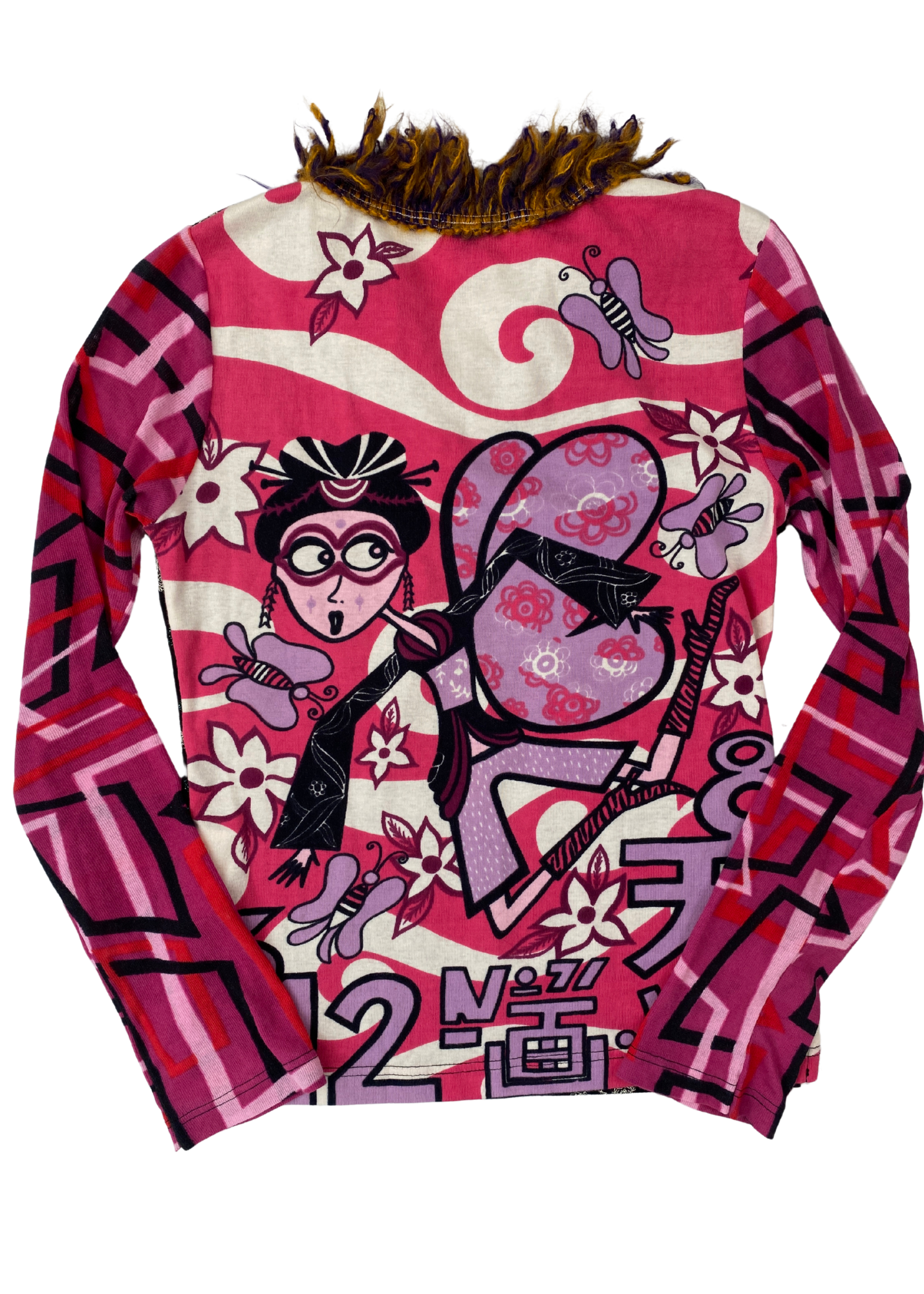 CUSTO BARCELONA Patchwork Knit Collar Long Sleeve