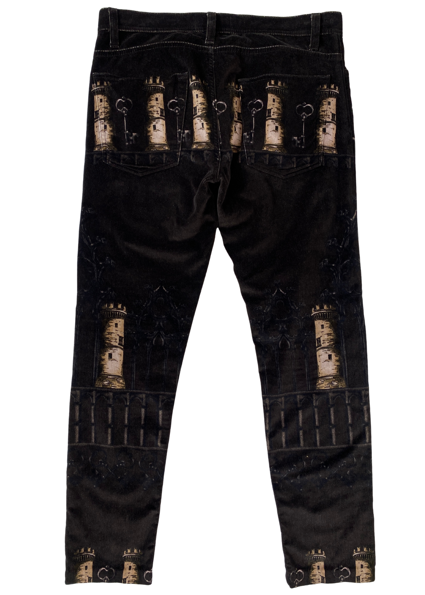 DOLCE & GABBANA JEAN Key + Castle Print Velour Pants