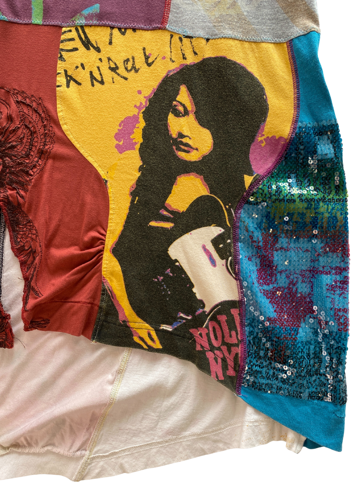 NOLITA Patchwork Screen Print + Sequin Jersey Midi Skirt