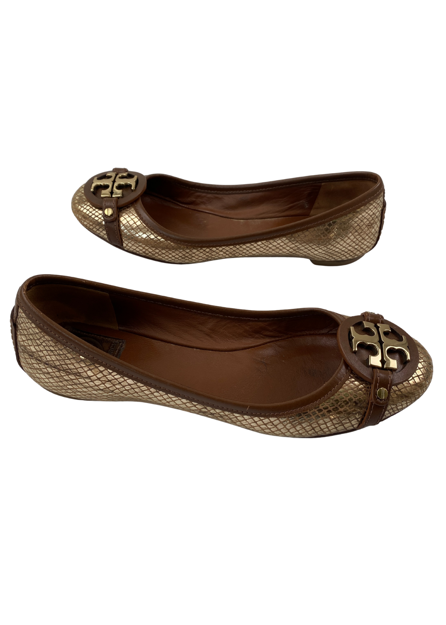 TORY BURCH (AS IS) Snake Print Gold Buckle Ballet Flat