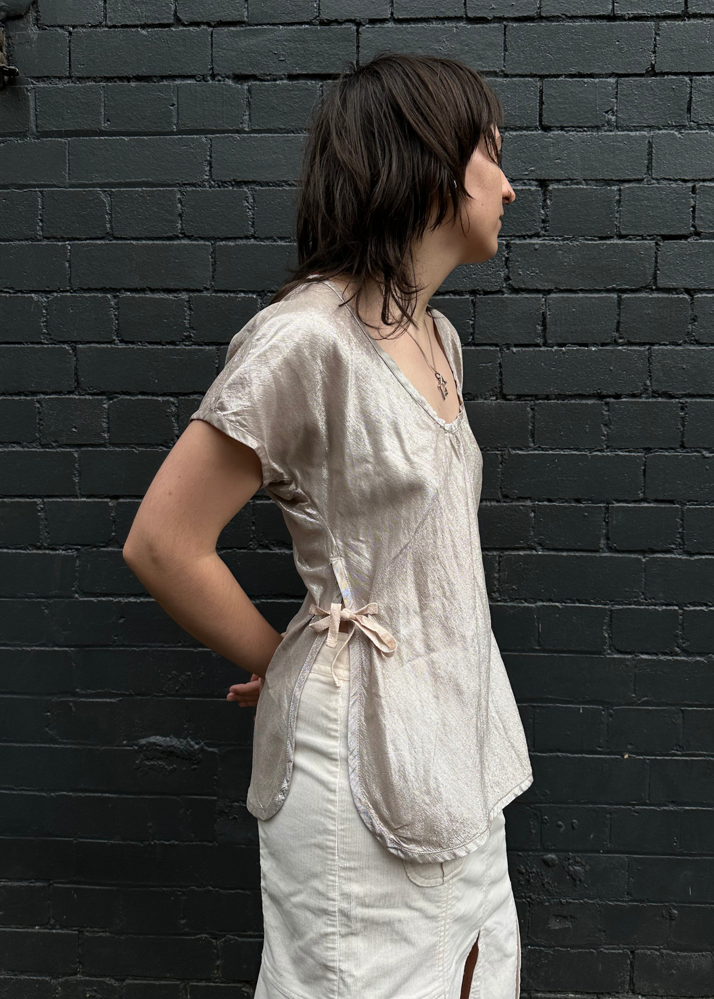 PRADA LINEA ROSSA Shimmer Tie Side Top