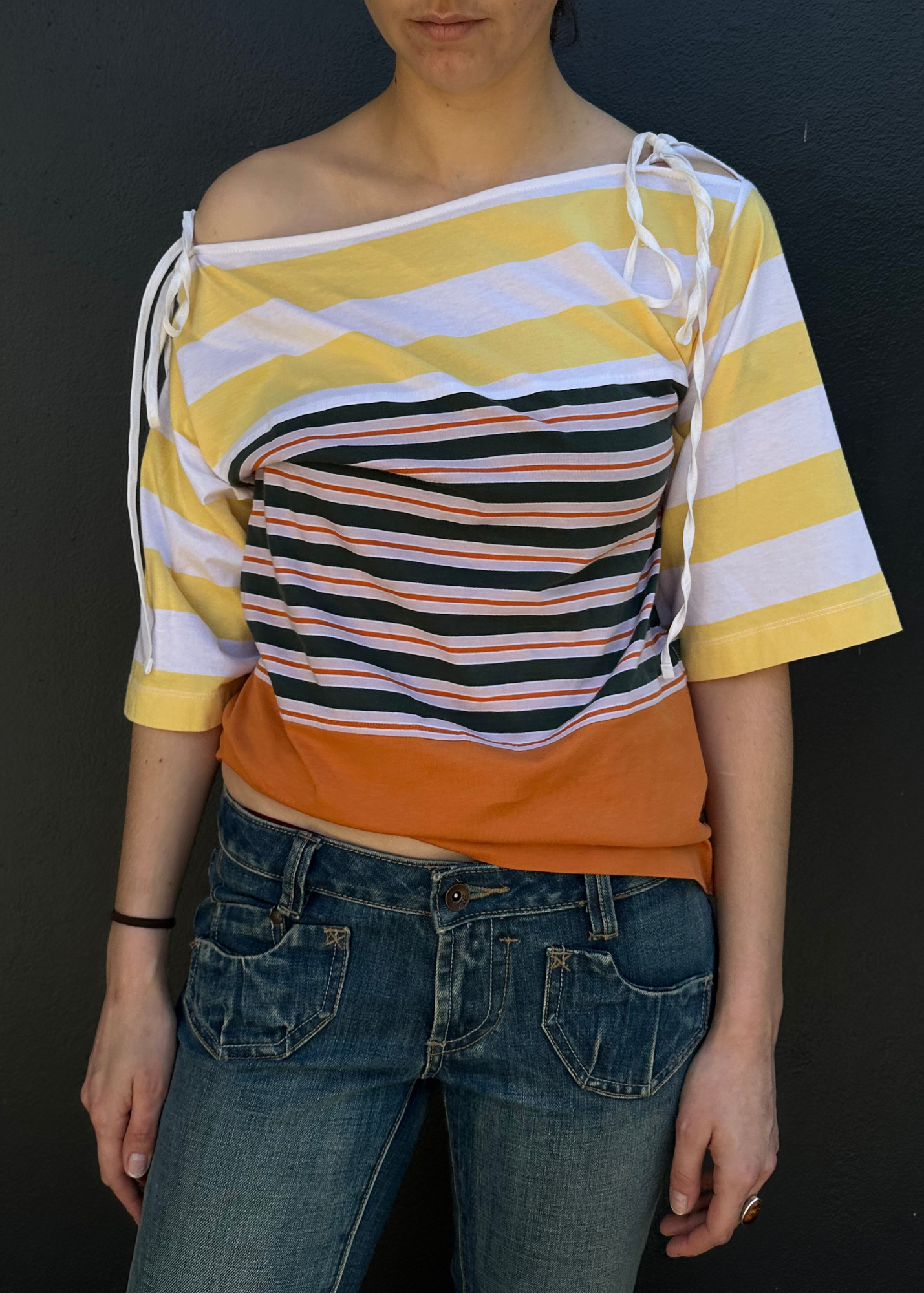 MARNI Stripe Shoulder Tie T-Shirt