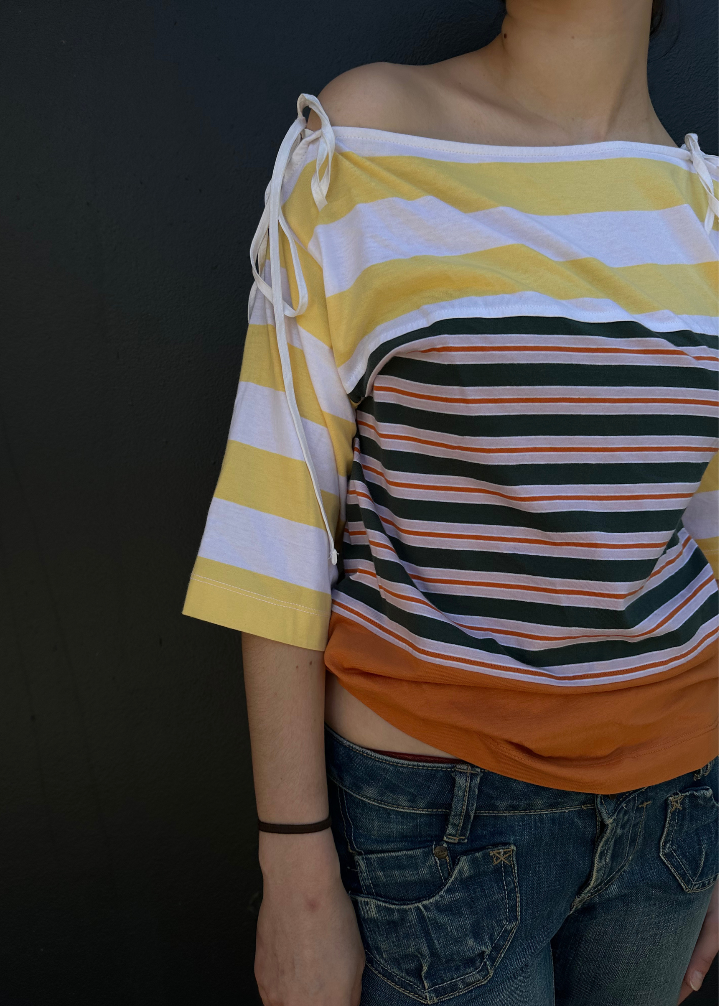 MARNI Stripe Shoulder Tie T-Shirt