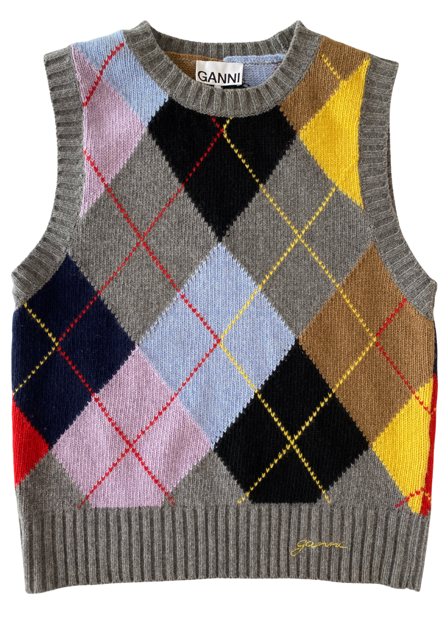 GANNI 'Harlequin' Argyle Vest