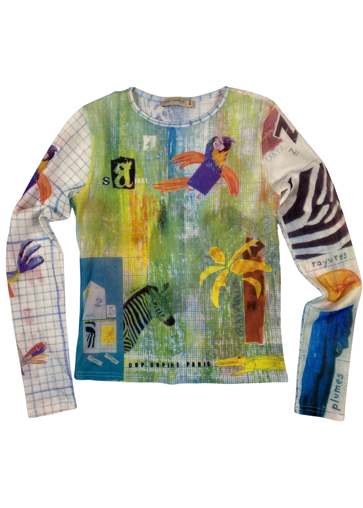 COP COPINE Animal Print Mesh Long Sleeve