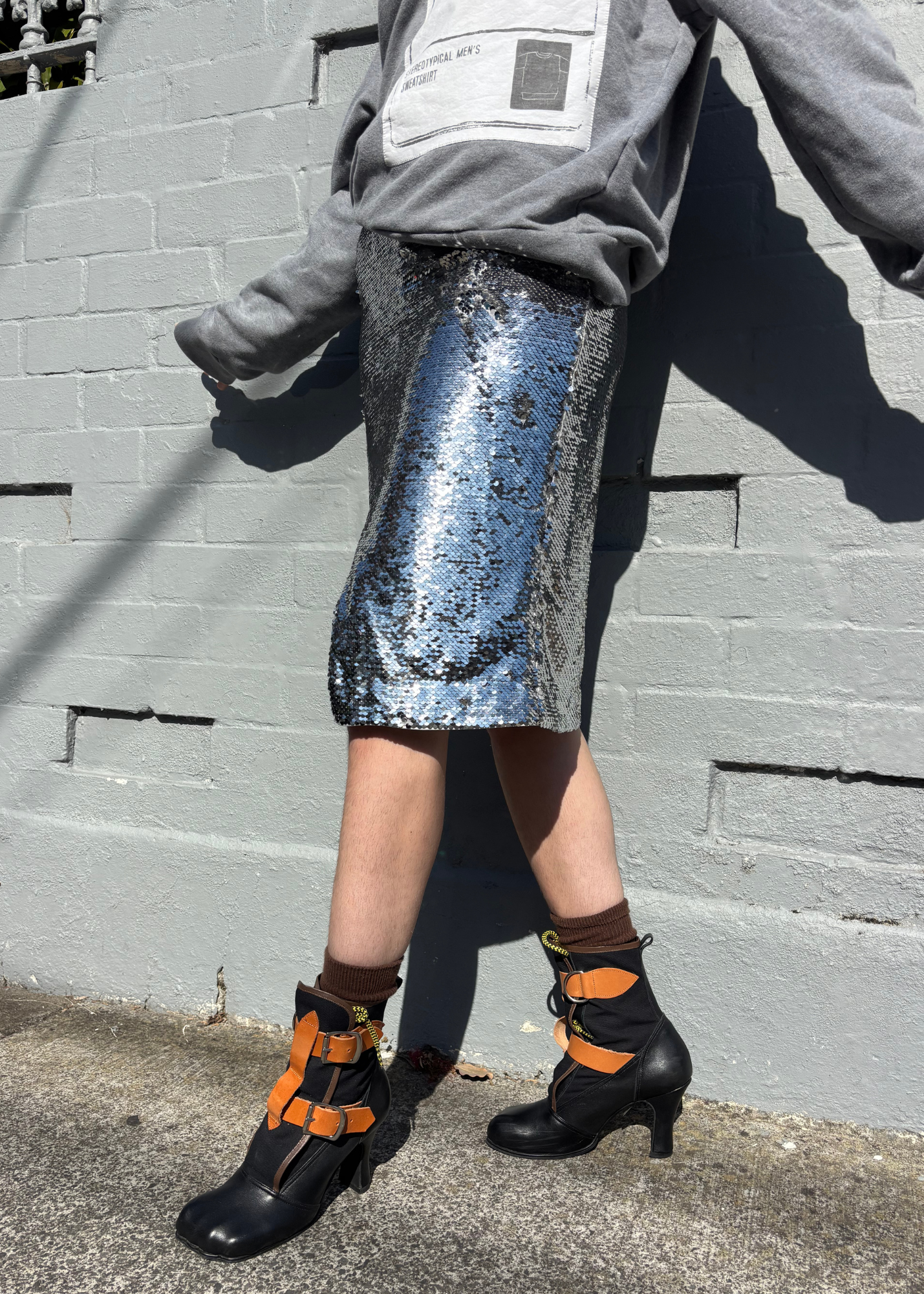 GANNI Sequin Front Slit Skirt Midi