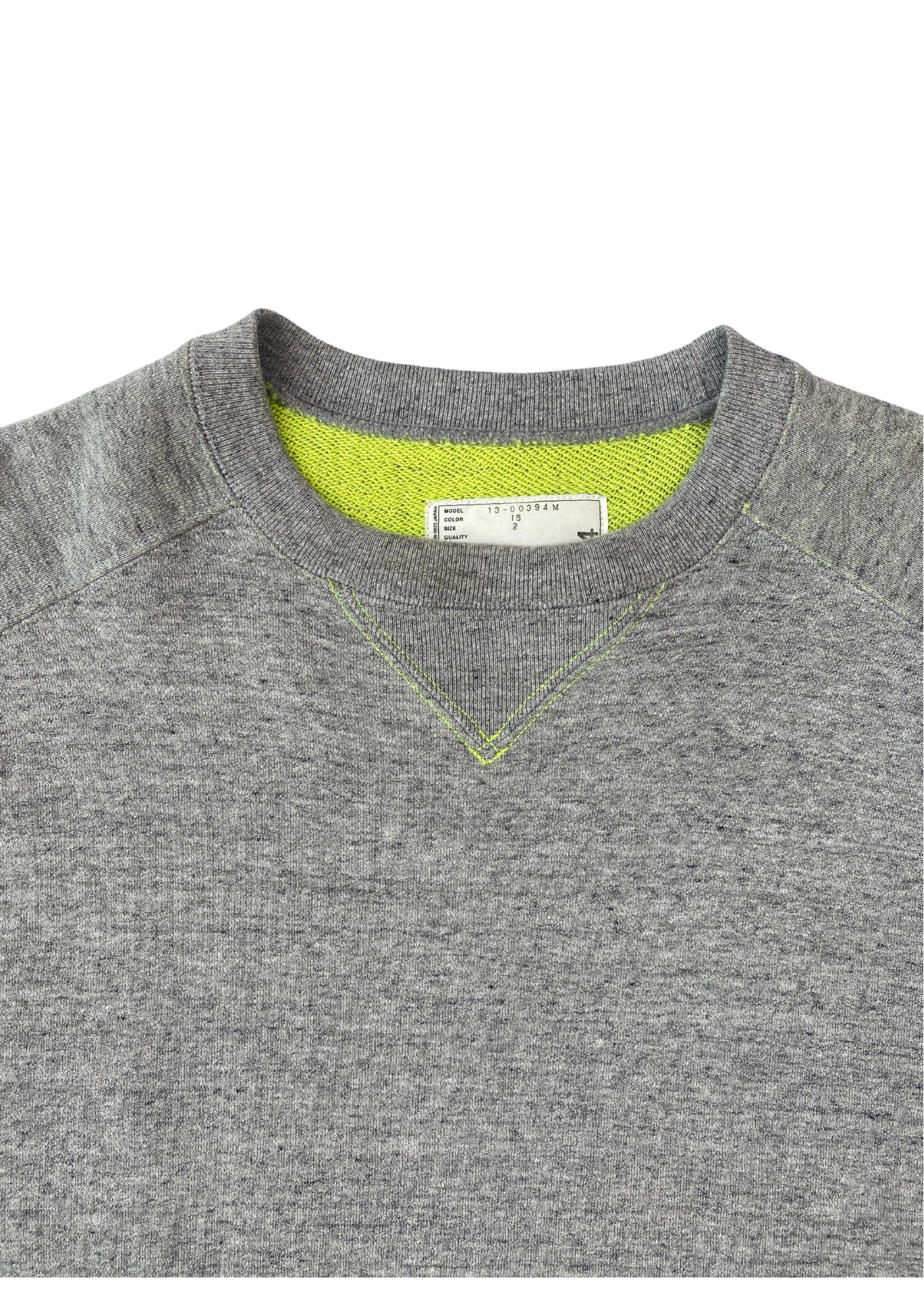 SACAI (BNWT) Grey Marle Fluro Contrast Stitch Sweatshirt