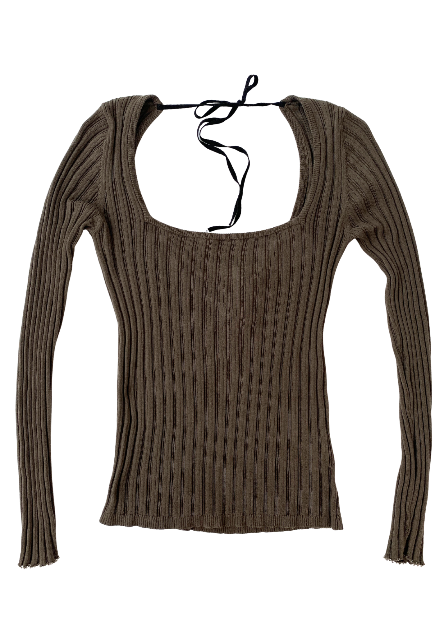 MARLE Rib Long Sleeve Tie Top