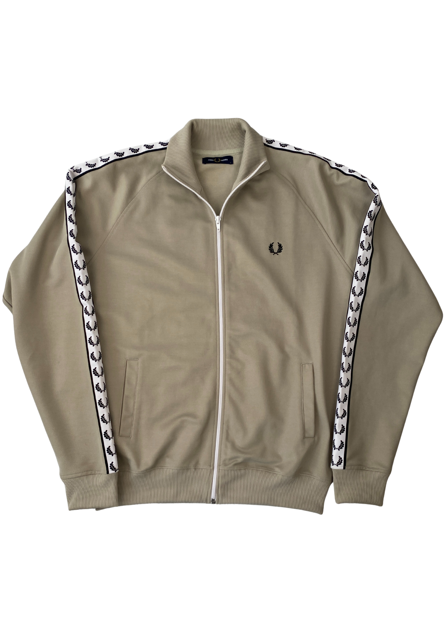 FRED PERRY (AS IS) 'Taped' Logo Stripe Zip Up Jacket