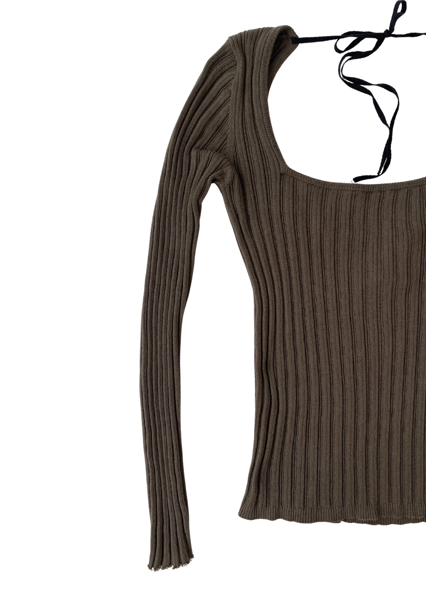 MARLE Rib Long Sleeve Tie Top