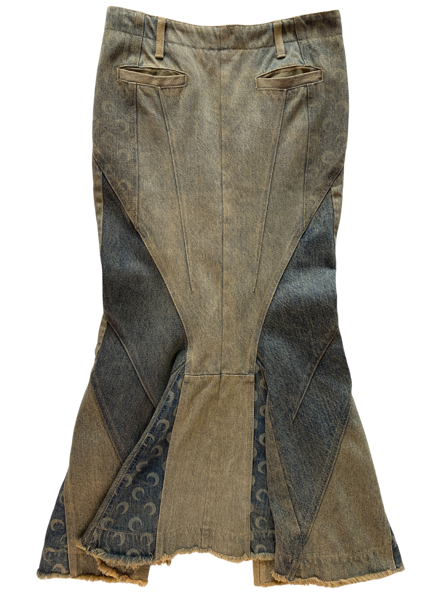 MARINE SERRE Clay Wash Denim Mermaid Midi Skirt