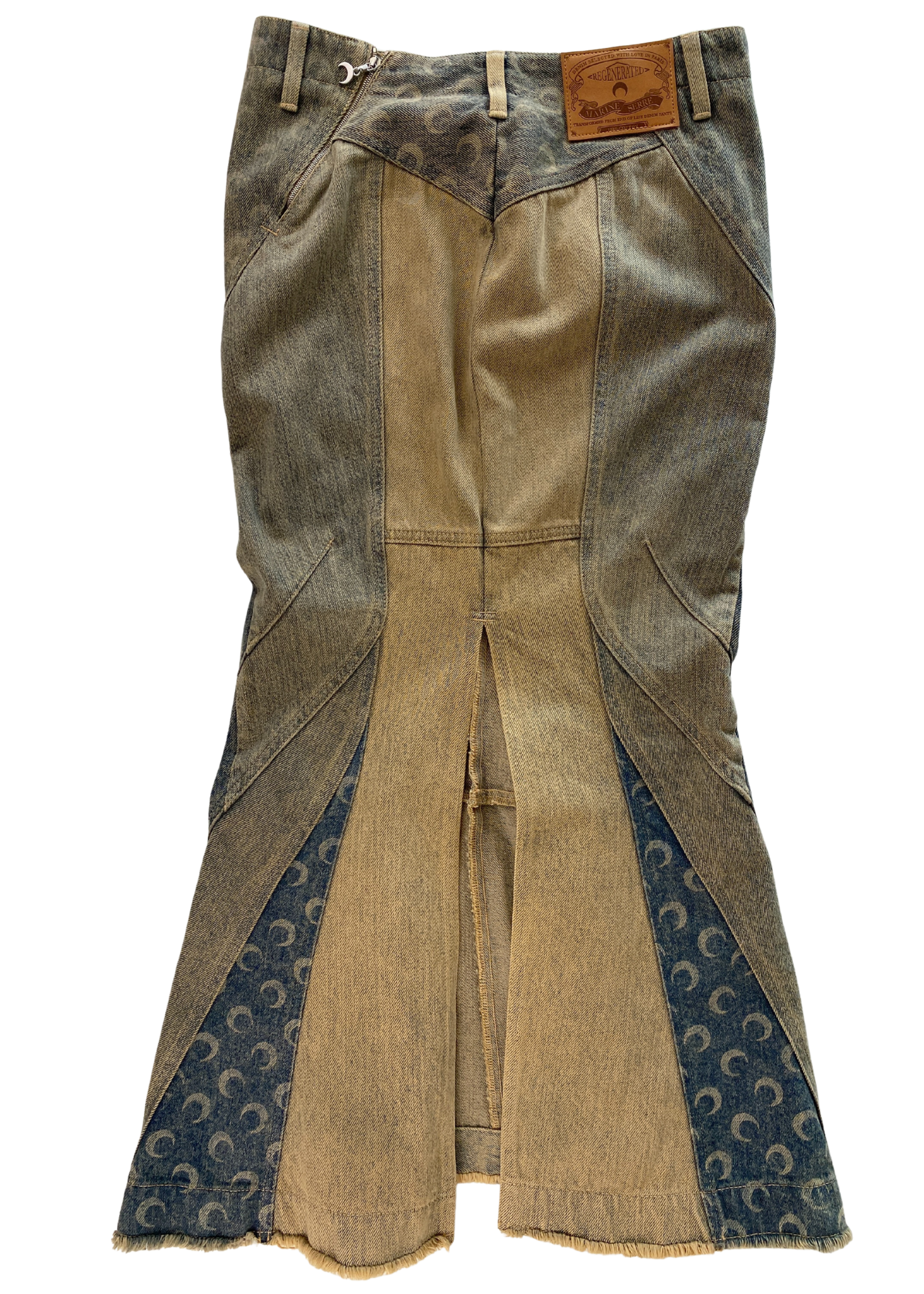 MARINE SERRE Clay Wash Denim Mermaid Midi Skirt