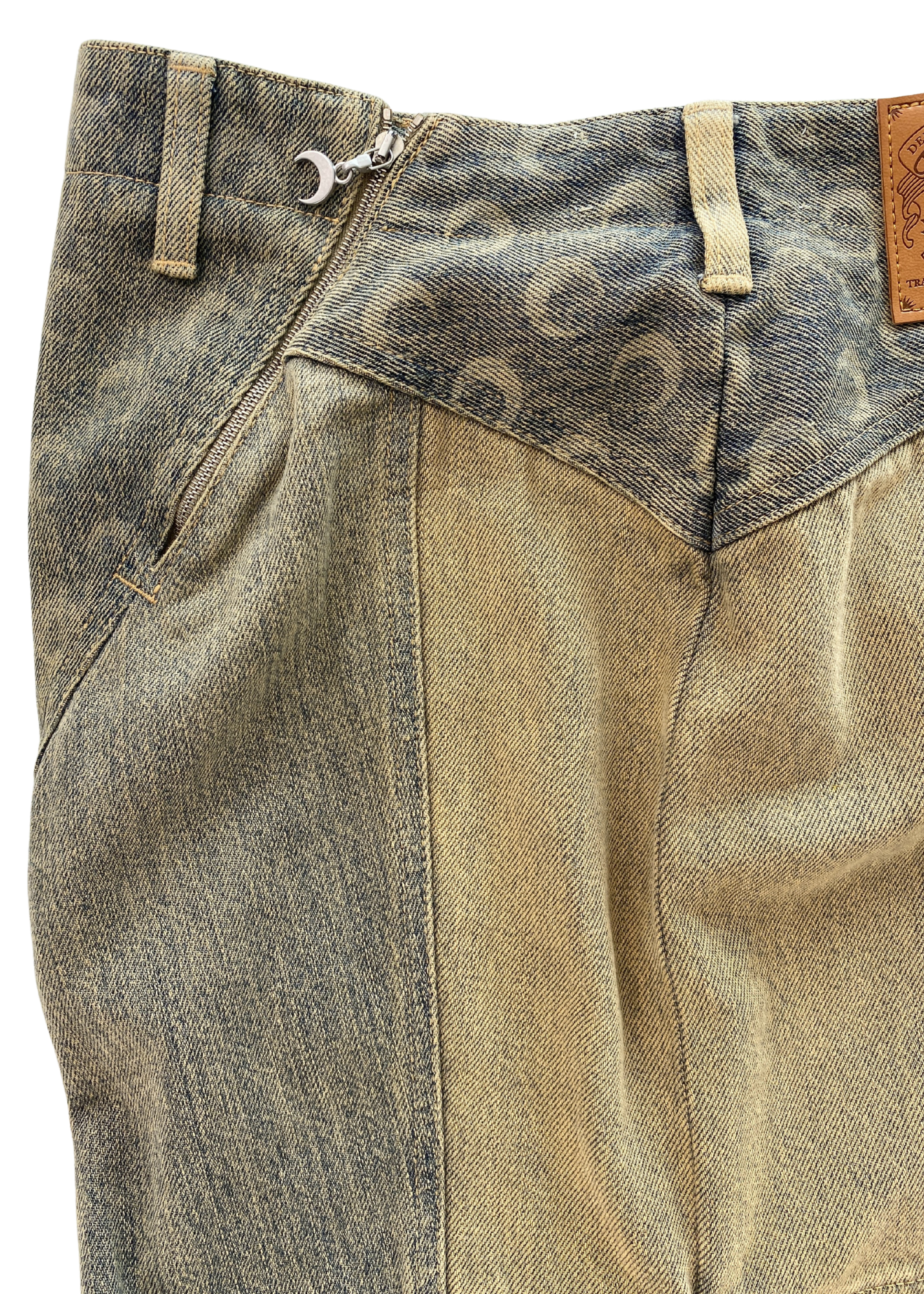 MARINE SERRE Clay Wash Denim Mermaid Midi Skirt