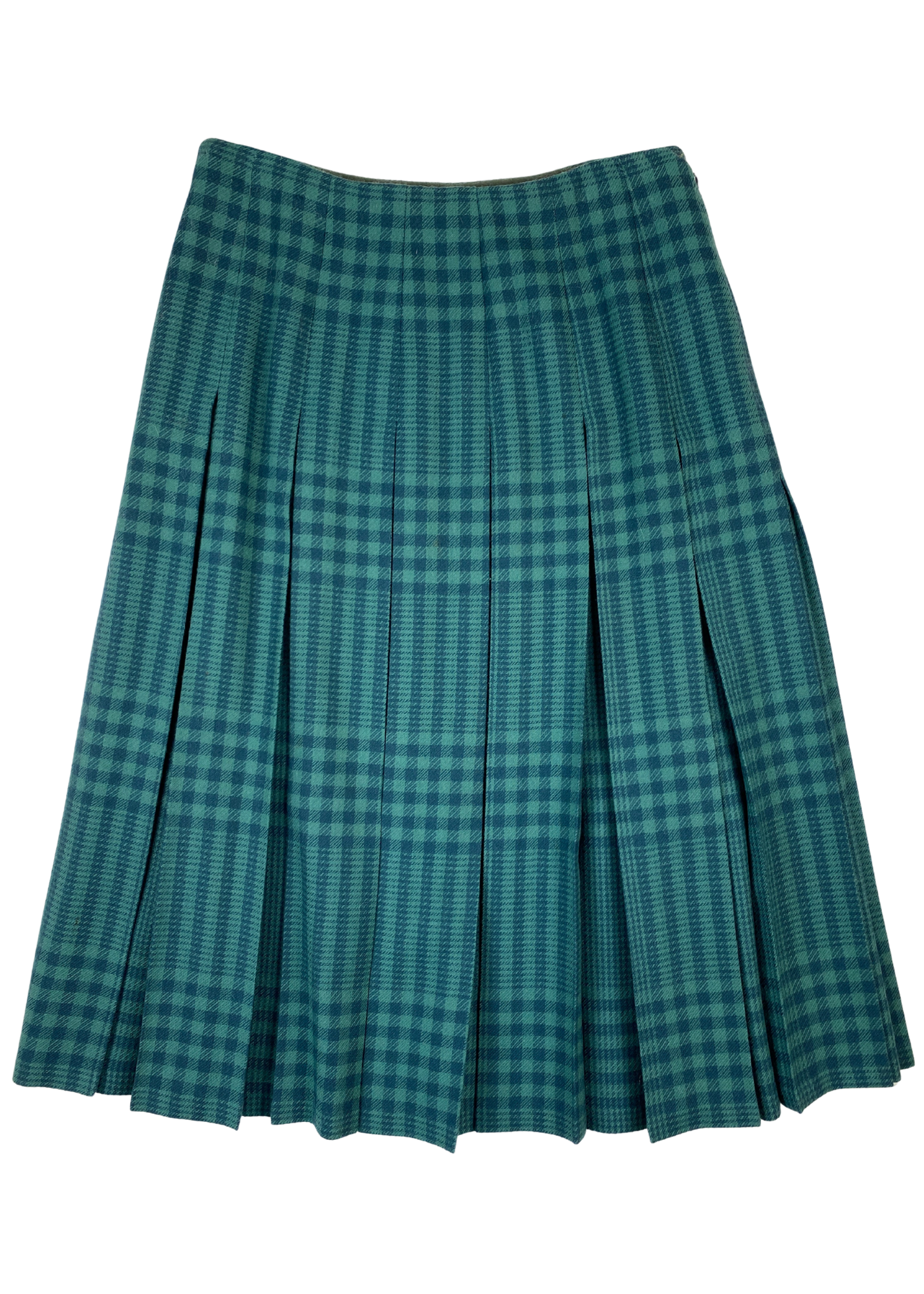 VINTAGE FLETCHER JONES Tartan Wool Pleat Midi Skirt
