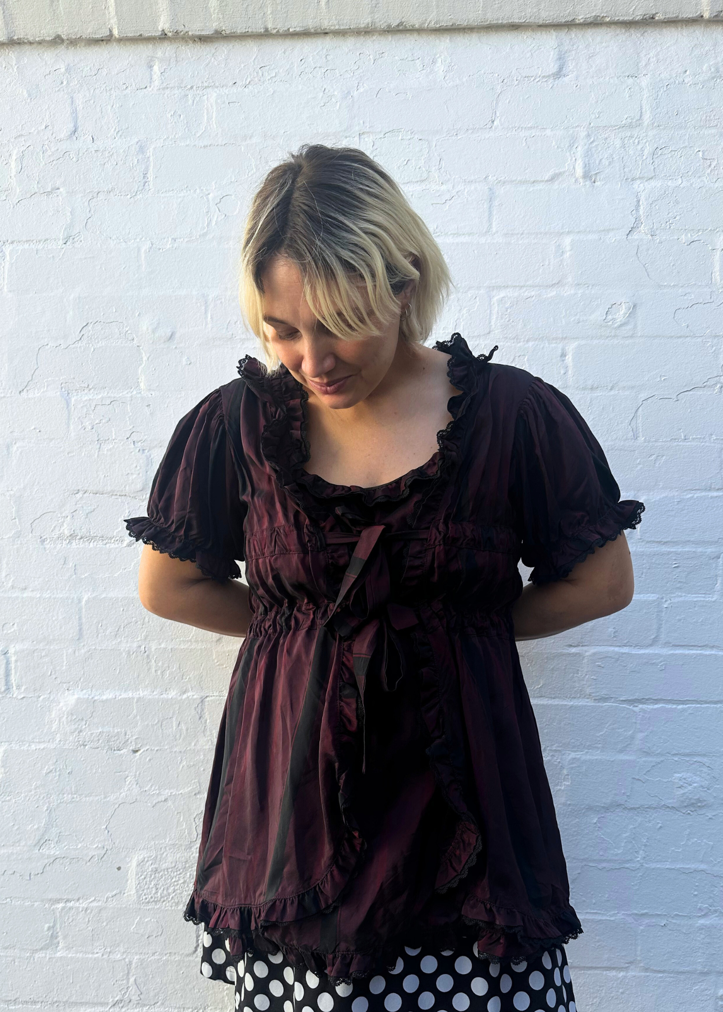 RAMP TRAMP TRAMP STAMP 'Blood Babydoll' Taffeta Mini Dress