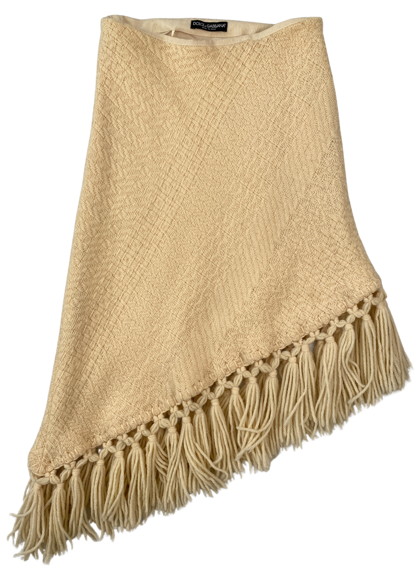 DOLCE & GABBANA Wool Knit Asymmetric Midi Skirt