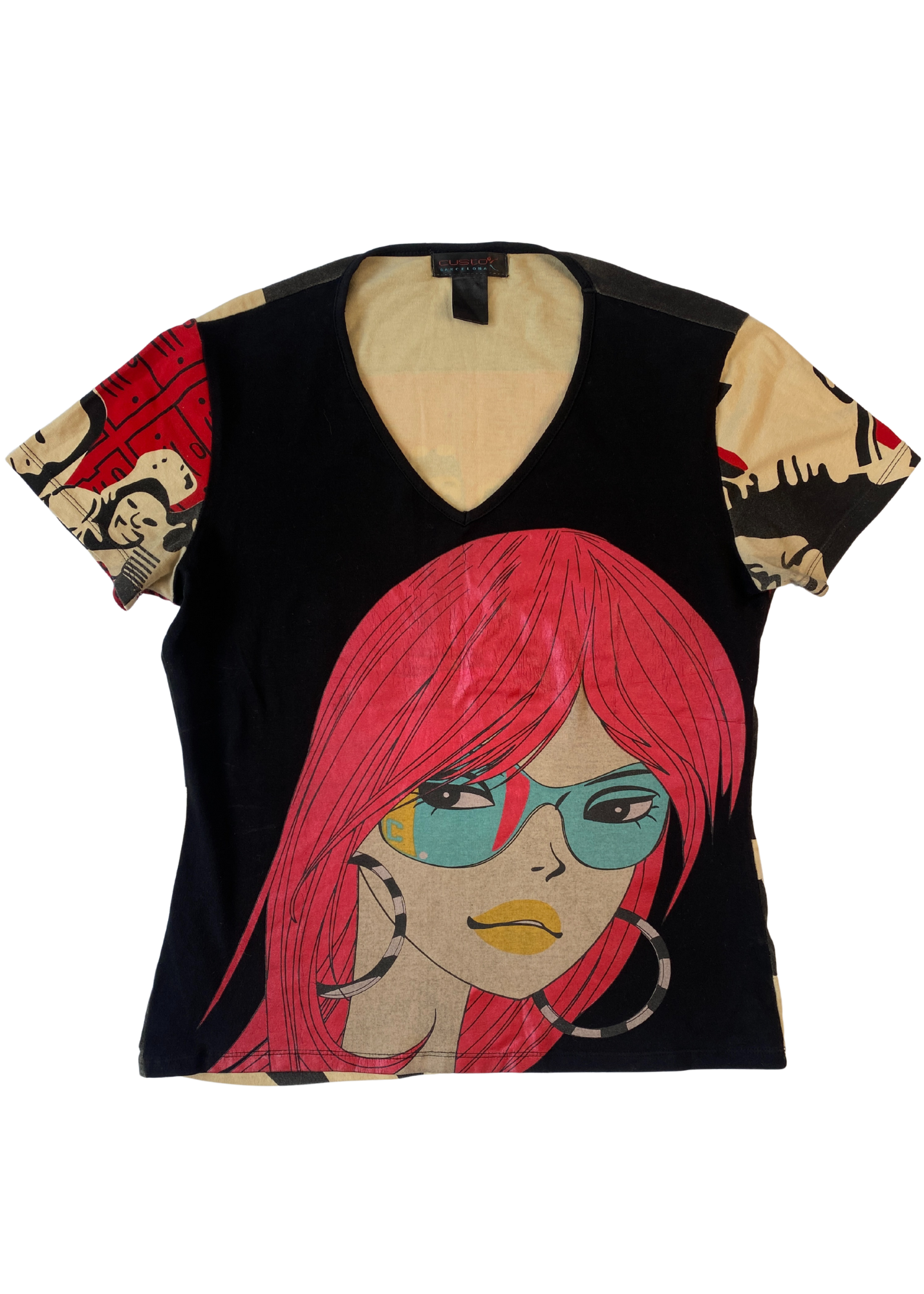 CUSTO BARCELONA (AS IS) Diva Print V Neck T-Shirt