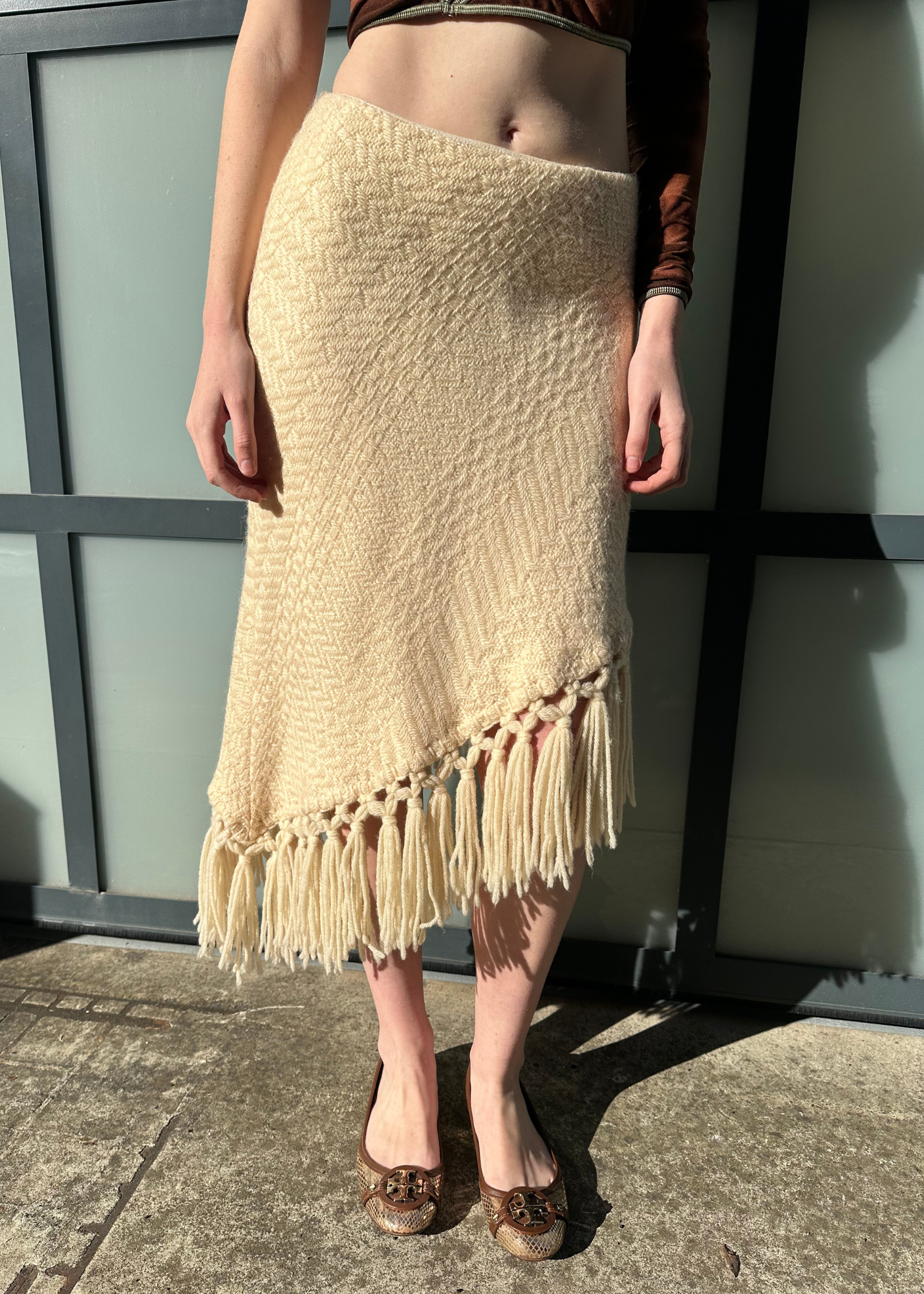 DOLCE & GABBANA Wool Knit Asymmetric Midi Skirt