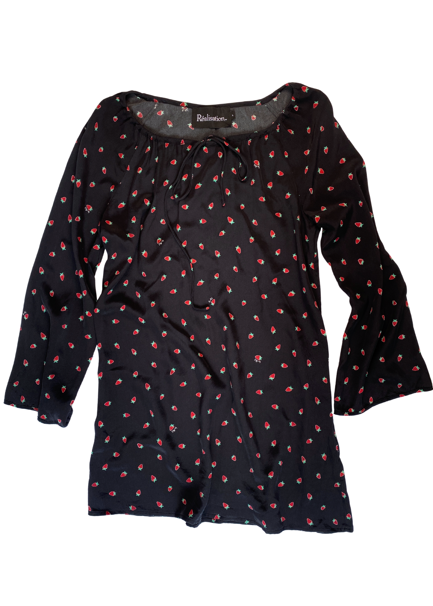 REALISATION PAR Strawberry Print Silk Mini Dress