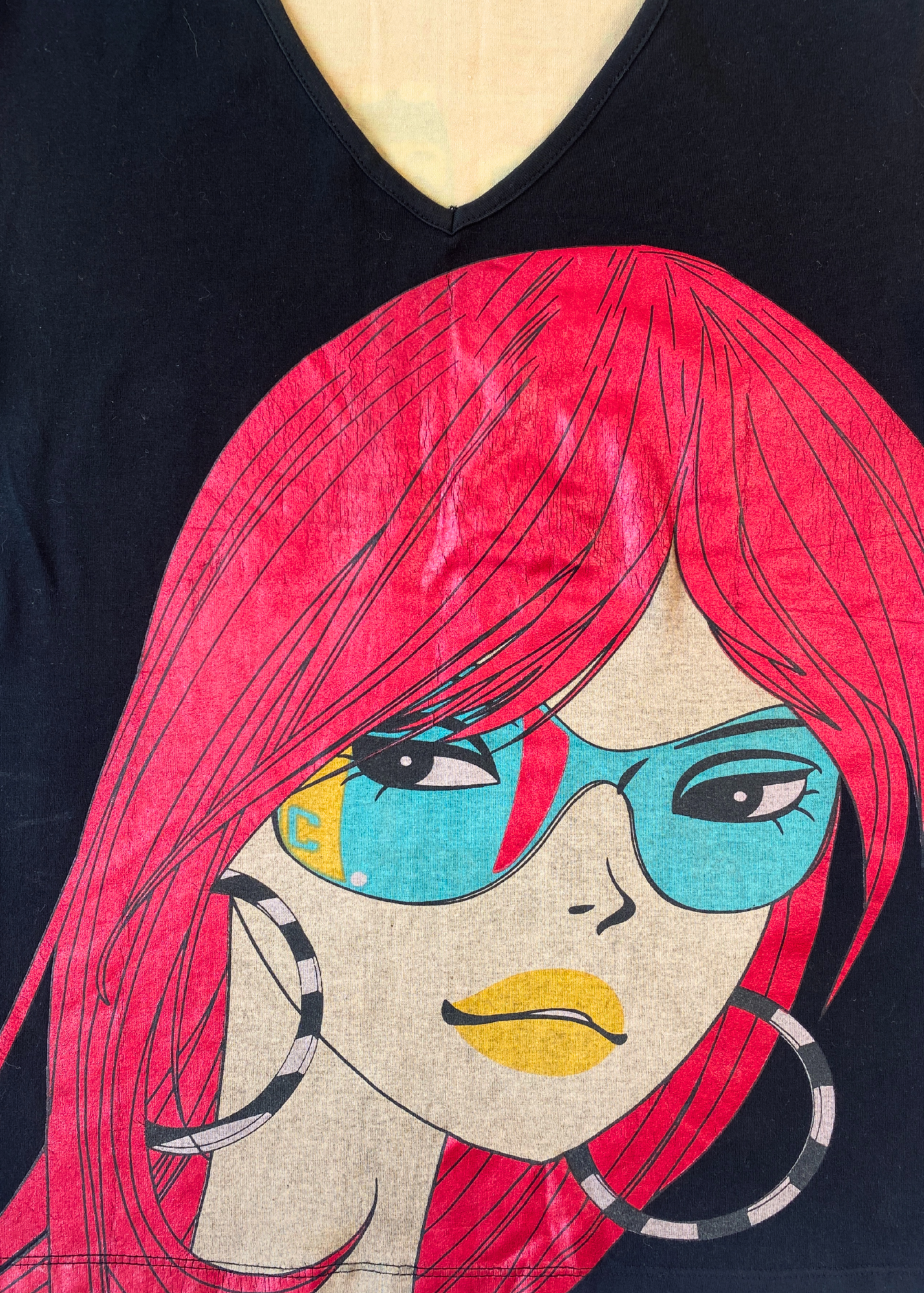 CUSTO BARCELONA (AS IS) Diva Print V Neck T-Shirt