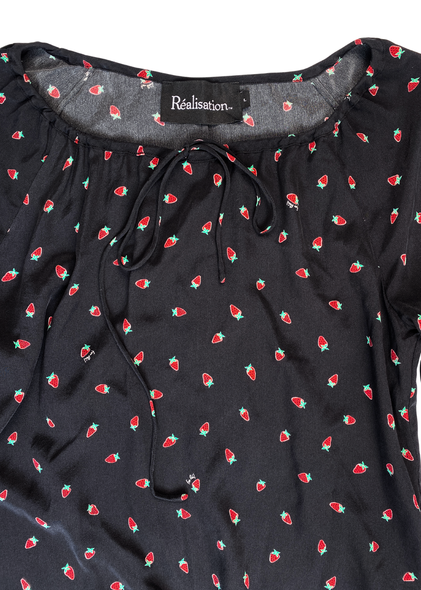 REALISATION PAR Strawberry Print Silk Mini Dress