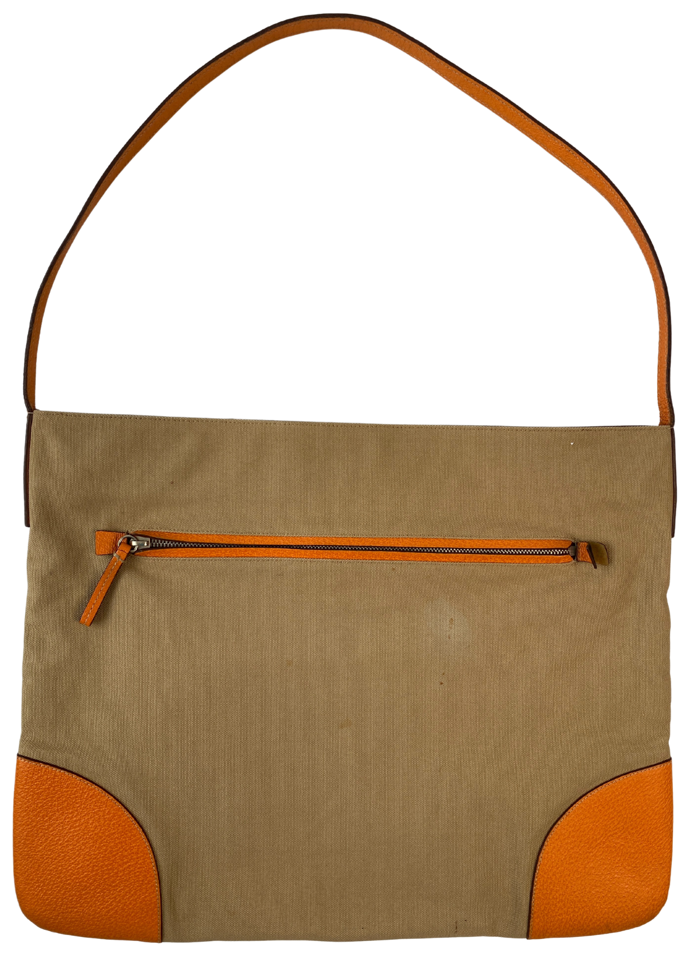 PRADA (AS IS) Canvas + Leather Trim Crossbody Tote