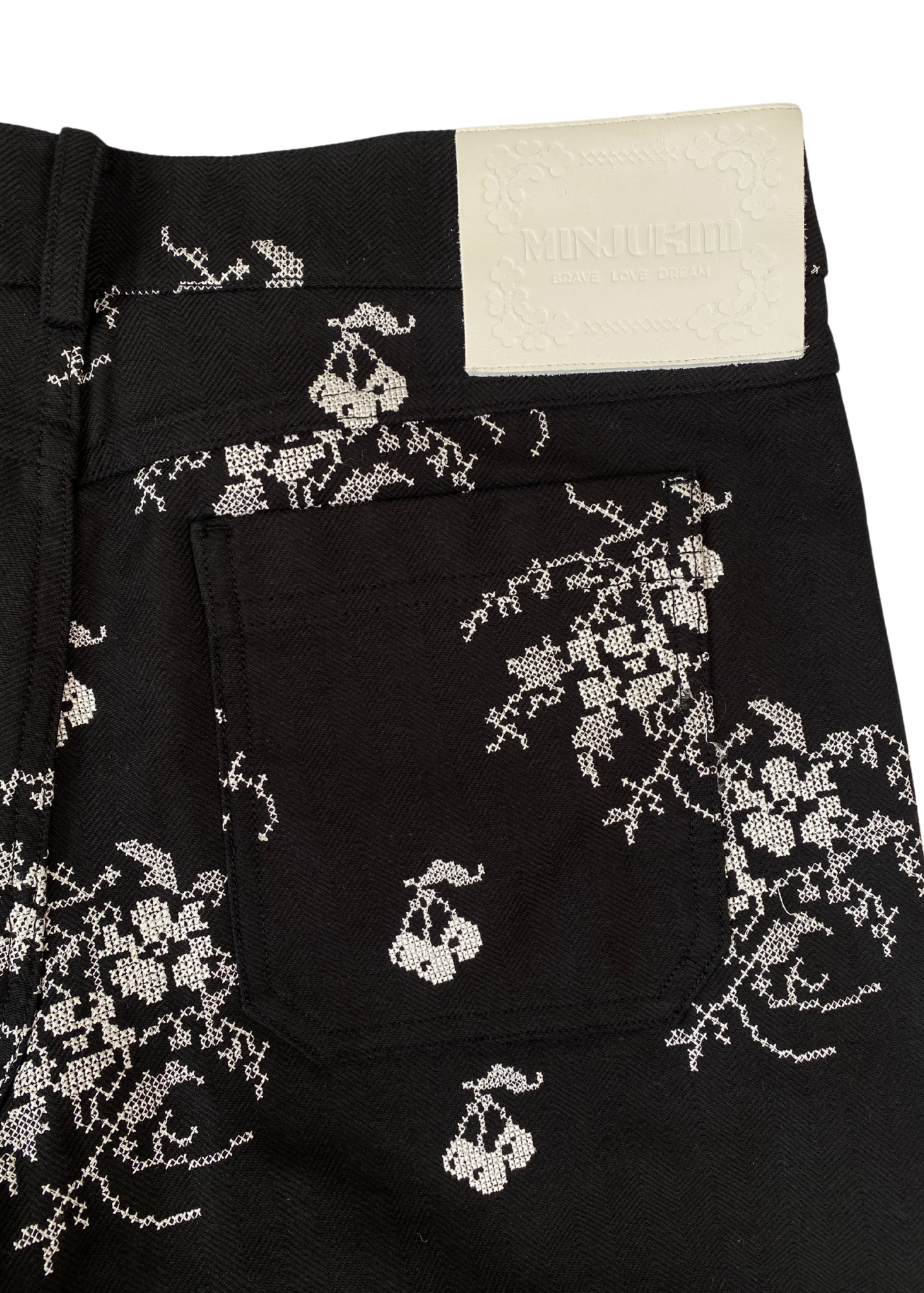 MINJUKIM (BNWT) Cross Stitch Wide Leg Jeans