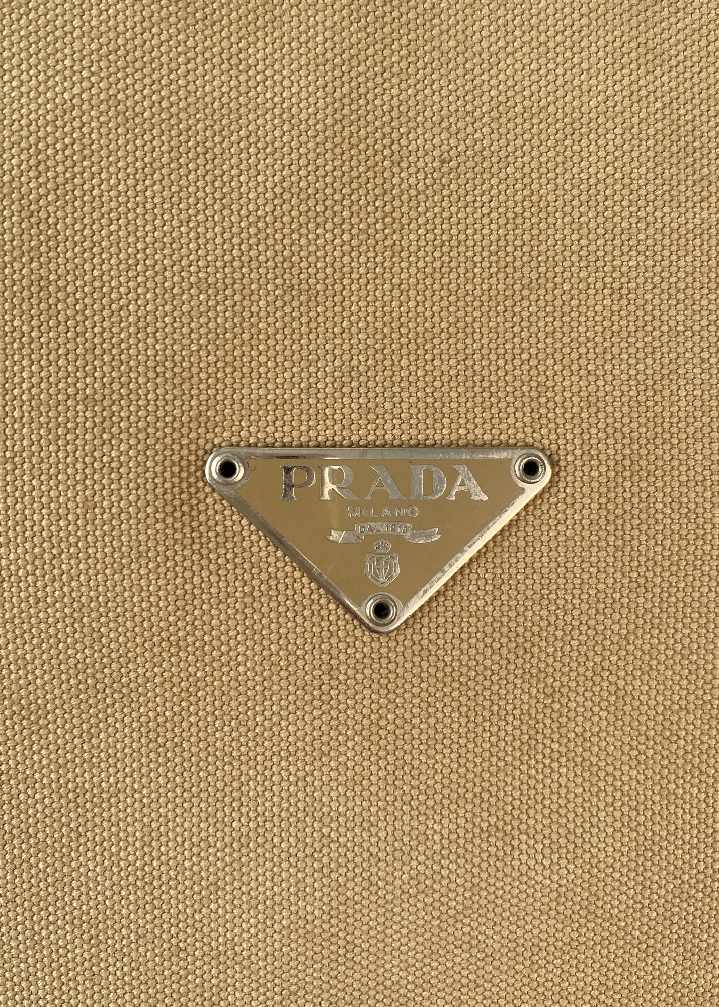 PRADA (AS IS) Canvas + Leather Trim Crossbody Tote