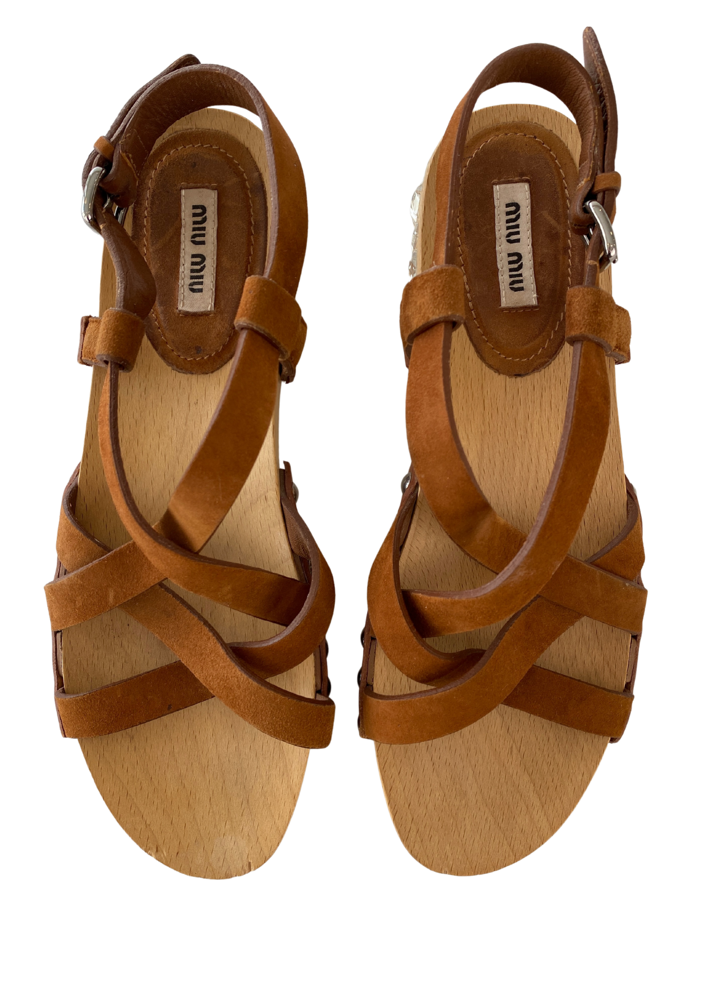 MIU MIU (AS IS) Bejewelled Suede Clog Sandals