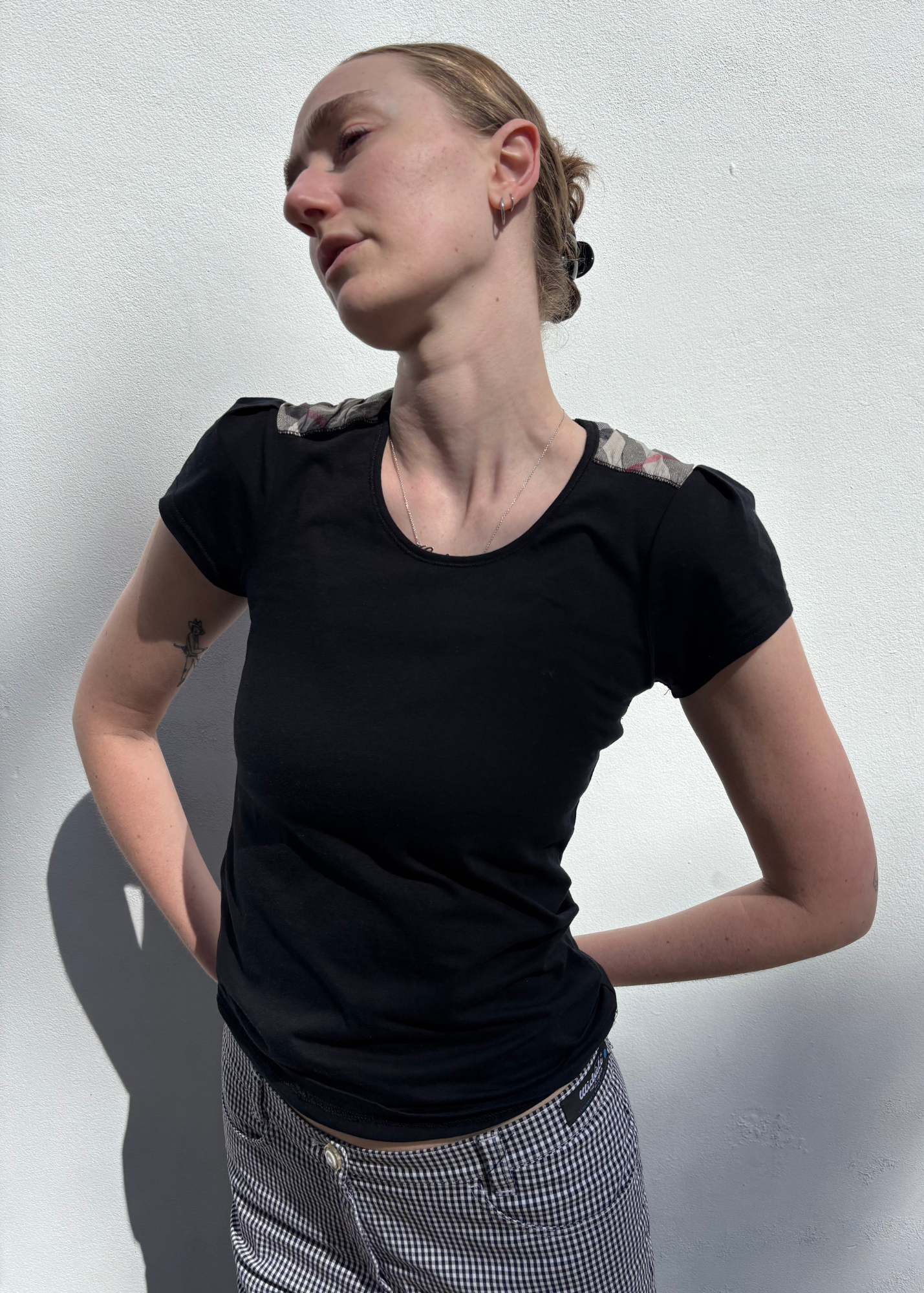 BURBERRY BRIT Nova Check Shoulder Panel T-Shirt