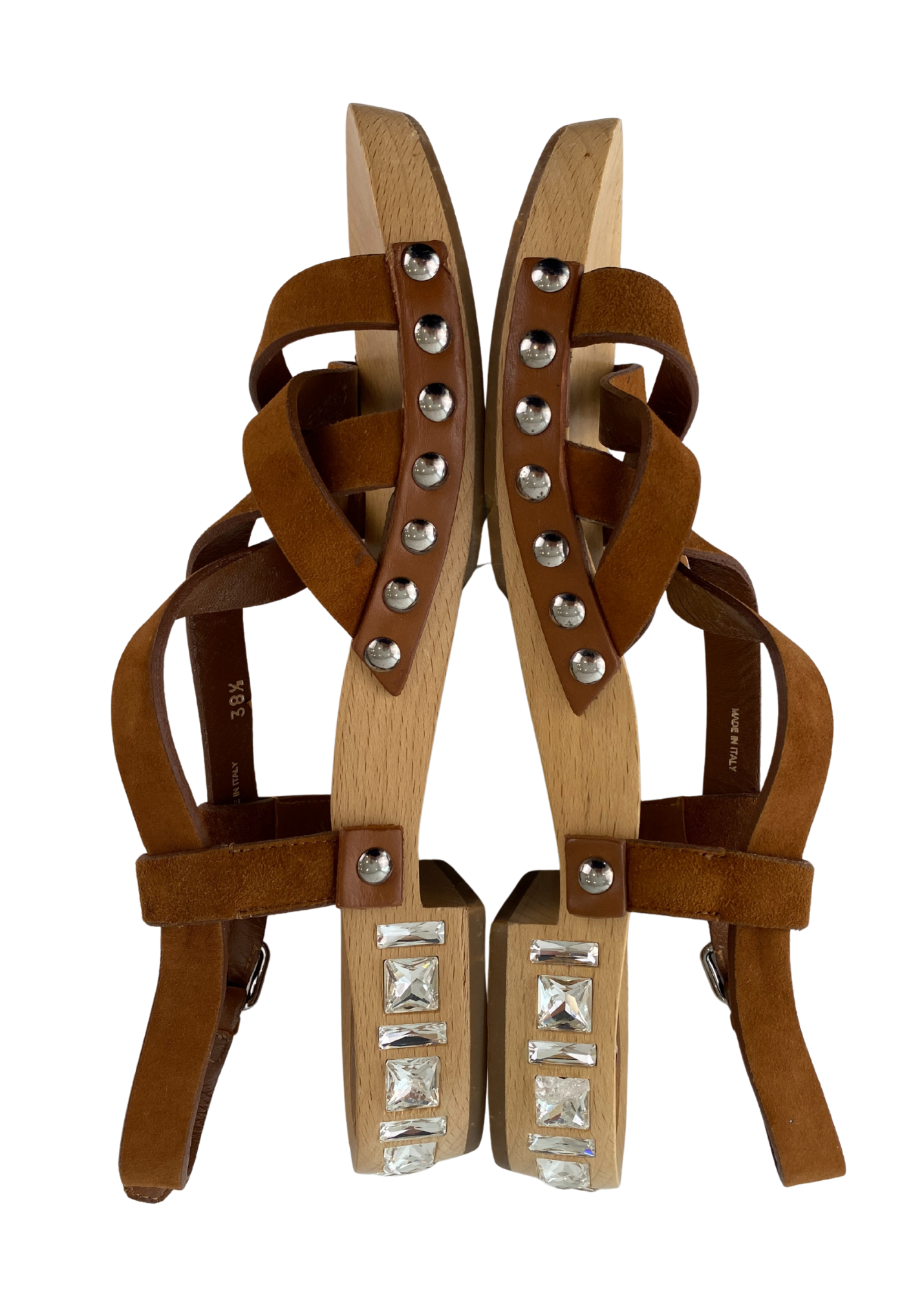 MIU MIU (AS IS) Bejewelled Suede Clog Sandals