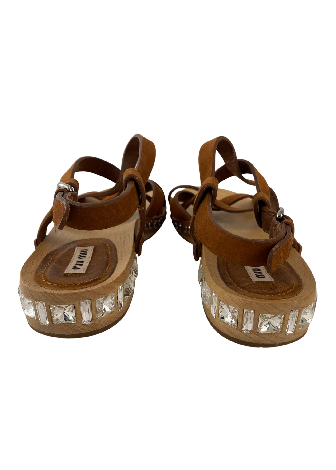 MIU MIU (AS IS) Bejewelled Suede Clog Sandals