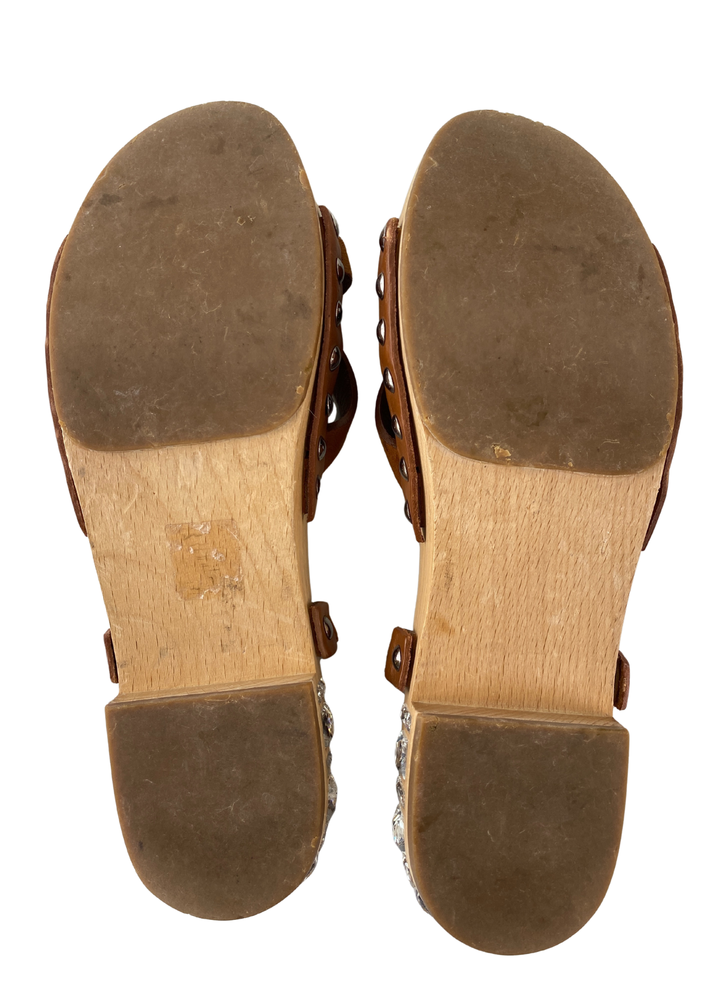 MIU MIU (AS IS) Bejewelled Suede Clog Sandals