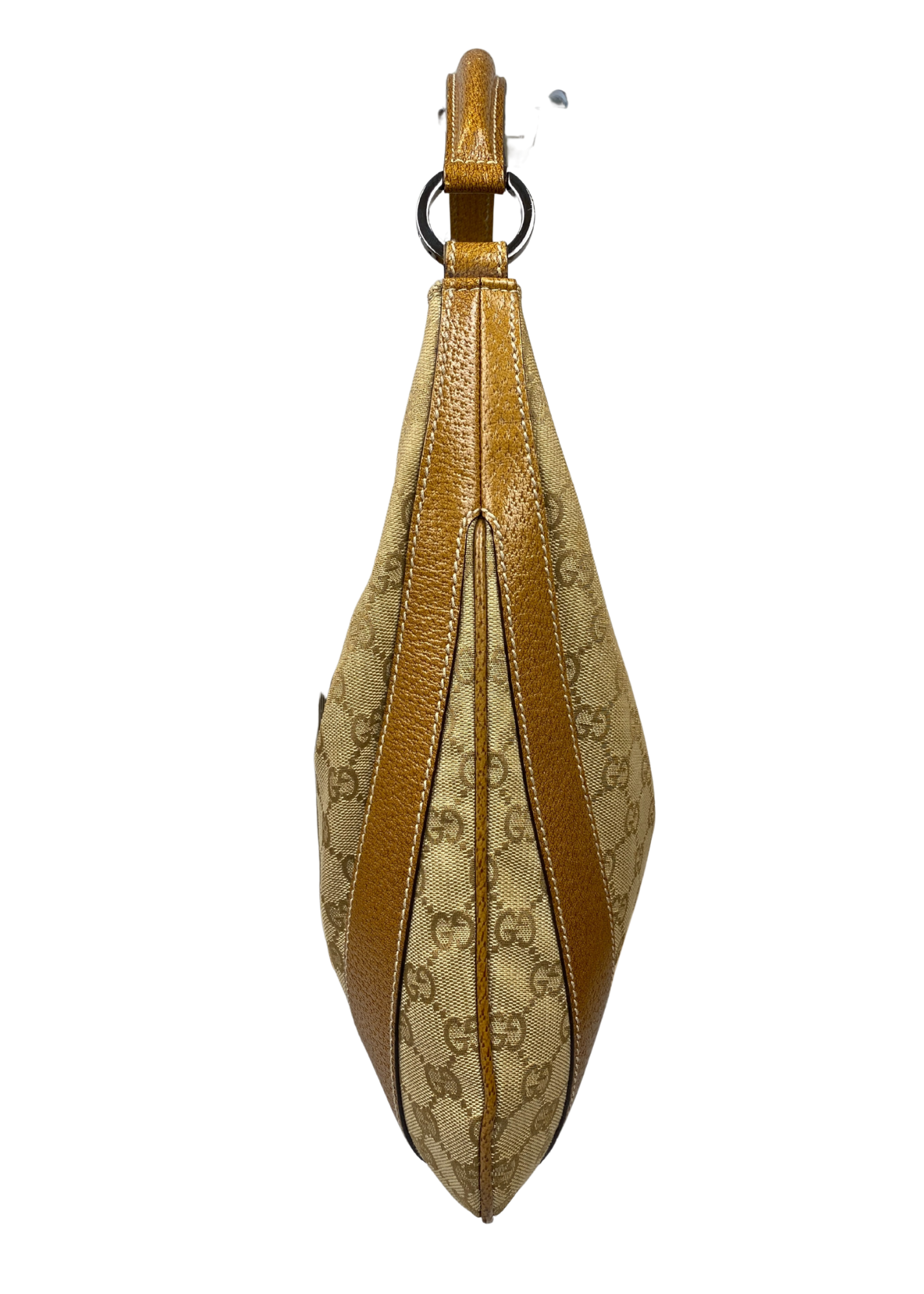 VINTAGE GUCCI (AS IS) GG Monogram Canvas + Leather Hobo Bag