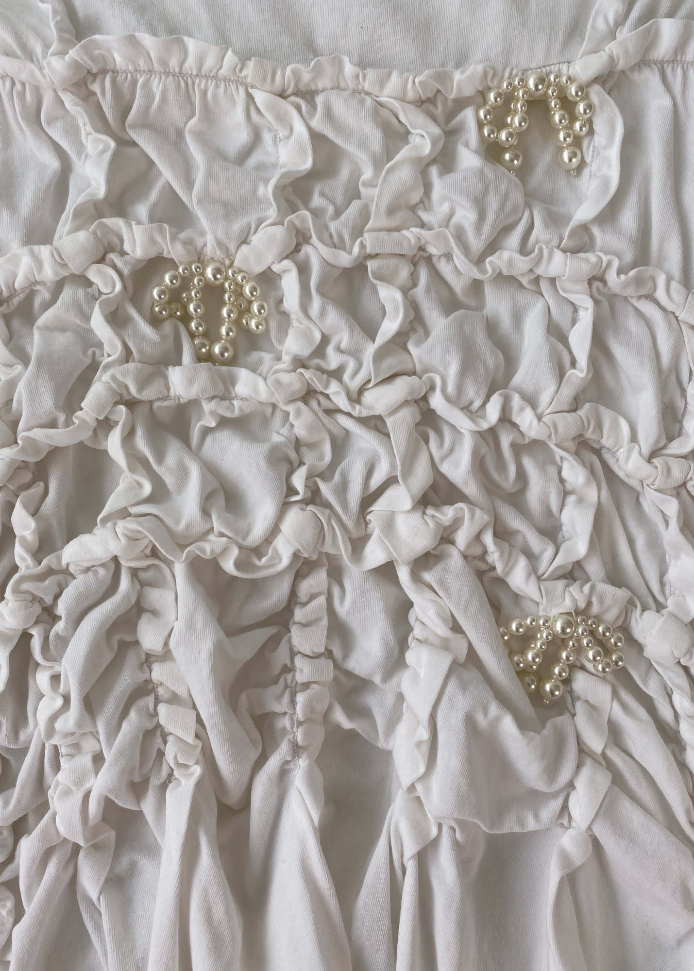 SIMONE ROCHA (AS IS) Pearl + Bows Cinched Asymmetrical T-Shirt