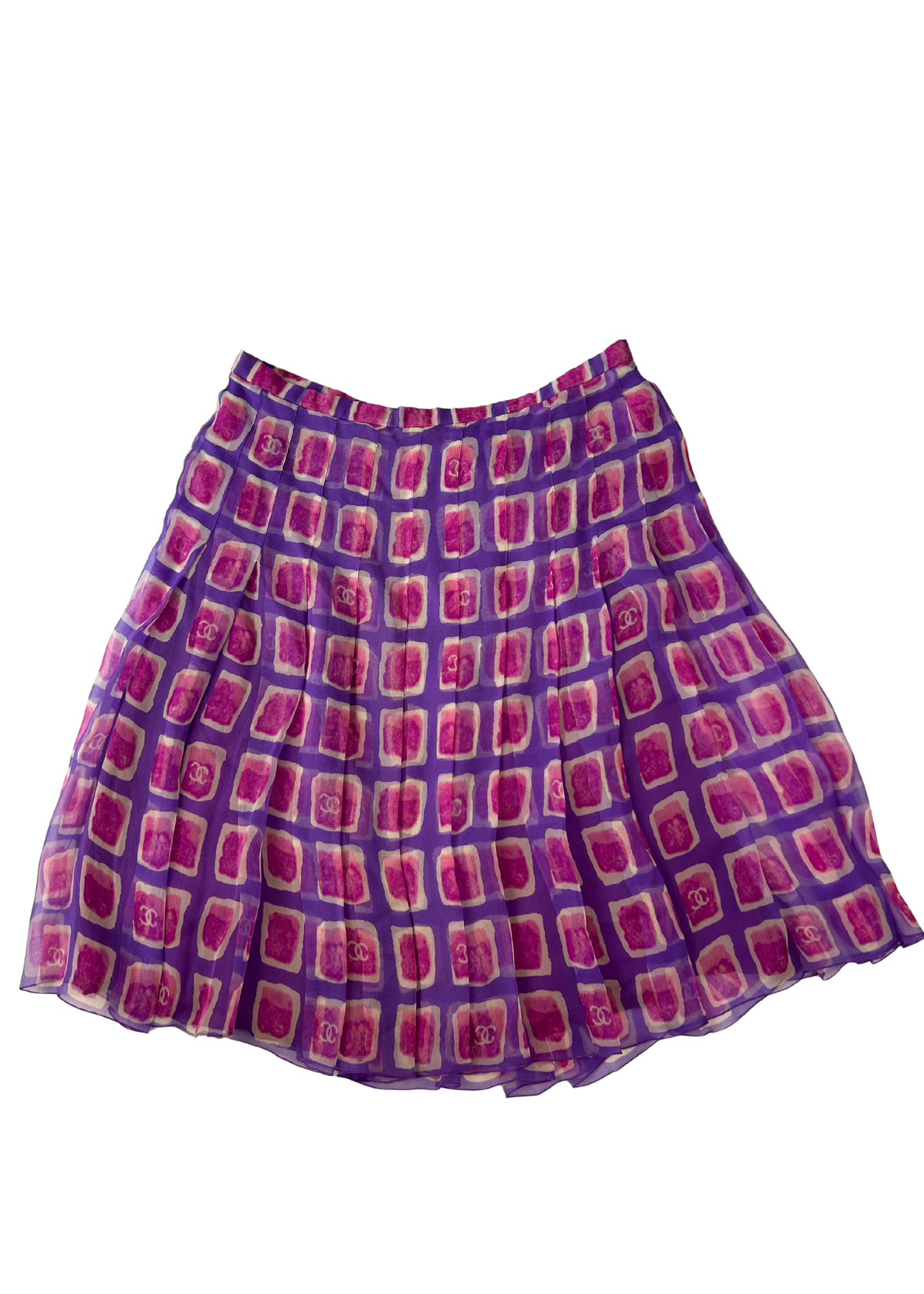 CHANEL VINTAGE (AS IS) Spring 2001 CC Silk Pleat Midi