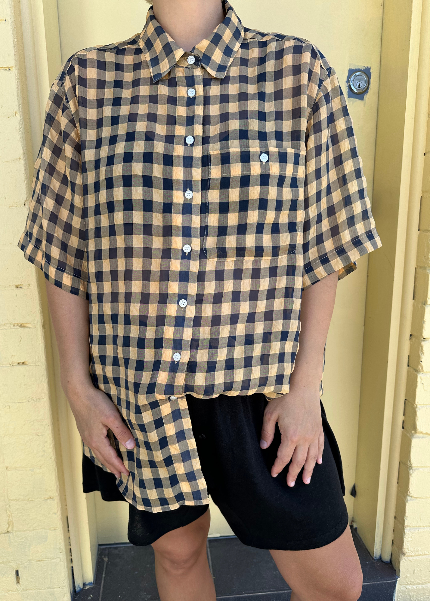 BLANCA Large Check Oversize Button Up Shirt